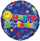 Birthday Smiley Blue 18″ Balloon