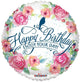 Cumpleaños Flores Acuareladas Globo 18″