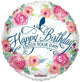 Birthday Watercolored Flowers 18″ Balloon