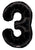 Convergram Mylar & Foil Black Number 3 Balloon 34″