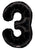 Convergram Mylar & Foil Black Number 3 Balloon 34″