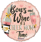 Convergram Mylar & Foil Bows and Wine It's Cheer Mom Time 17″ Balloon