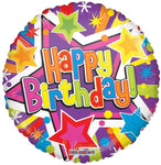 Colorful Stars Birthday 18″ Gellibean Balloon