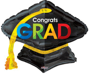 Convergram Mylar & Foil Congrats Grad Graduation Cap Shape 28″ Balloon