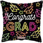 Convergram Mylar & Foil Congrats Grad Neon Graduation Caps 18″ Balloon