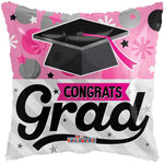 Convergram Mylar & Foil Congrats Grad Pink Graduation 18″ Balloon