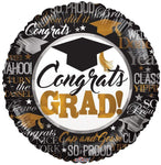 Convergram Mylar & Foil Congrats Grad Silver & Gold 18″ Balloon