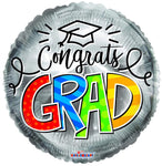 Convergram Mylar & Foil Congrats Grad Silver Graduation 17″ Balloon