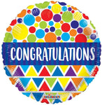 Convergram Mylar & Foil Congratulations Colorful Dots & Triangles 18″ Balloon