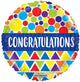 Congratulations Colorful Dots & Triangles 18″ Balloon