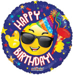 Cool Emoji Smiley Happy Birthday 🤘🥳🎉 Globo de 18″