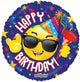 Cool Emoji Smiley Happy Birthday 🤘🥳🎉 Globo de 18″