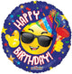 Cool Emoji Smiley Happy Birthday 🤘🥳🎉 18″ Balloon