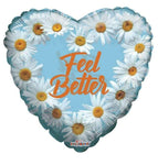 Convergram Mylar & Foil Feel Better Daisies Heart 18″ Balloon