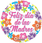 Convergram Mylar & Foil Feliz Día De Las Madres Colorful Flowers 18″ Balloon
