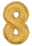 Convergram Mylar & Foil Gold Number 8 Balloon 34"