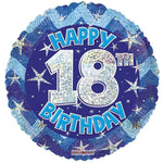 Convergram Mylar & Foil Happy 18th Birthday Holographic 18″ Balloon