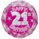 Happy 21st Birthday Pink Holographic 18″ Balloon