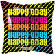 Happy Bday Birthday Neon Stripes 18" Balloon