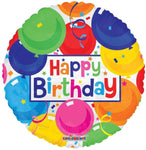 Convergram Mylar & Foil Happy Birthday 18" Round Foil Colorful Balloon