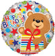 Happy Birthday Bear with Present 18″ Balloon