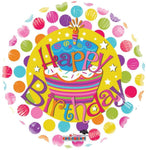 Convergram Mylar & Foil Happy Birthday Cake Neon Polka Dots 18″ Balloon