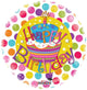 Happy Birthday Cake Neon Polka Dots 18″ Balloon