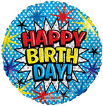 Convergram Mylar & Foil Happy Birthday Comic Font 18″ Holographic Balloon