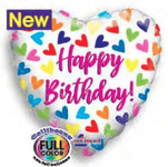 Convergram Mylar & Foil Happy Birthday Floating Hearts 18″ Balloon