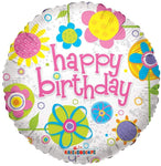 Happy Birthday Flowers 18″ Balloon