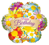 Convergram Mylar & Foil Happy Birthday Flowers With Banner 18″ Balloon