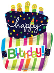 Convergram Mylar & Foil Happy Birthday Funky Cake Shape 36" Foil Balloon