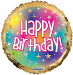 Convergram Mylar & Foil Happy Birthday Gold Rainbow Splash 18″ Balloon