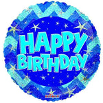 Convergram Mylar & Foil Happy Birthday Holographic Blue 18″ Balloon