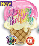 Convergram Mylar & Foil Happy Birthday Ice Cream Cone Shape 18″ Balloon