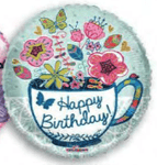 Convergram Mylar & Foil Happy Birthday Mug Flowers 18″ Balloon
