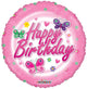 Happy Birthday Pink Butterflies 18″ Balloon