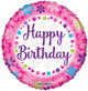 Happy Birthday Pink With Flowers 18″ Balloon