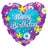 Convergram Mylar & Foil Happy Birthday Purple Heart With Flowers 18″ Balloon