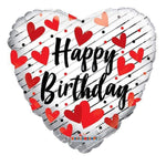 Convergram Mylar & Foil Happy Birthday Red Hearts 18″ Balloon