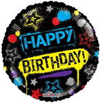 Convergram Mylar & Foil Happy Birthday Spray Graffiti 18″ Balloon
