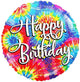 Happy Birthday Tie Dye Ink Blots 18″ Balloon