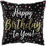 Convergram Mylar & Foil Happy Birthday to You Black Square 18″ Balloon