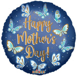 Convergram Mylar & Foil Happy Mother's Day Gold Navy Butterflies 18″ Balloon