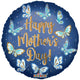 Happy Mother's Day Gold Navy Butterflies 18″ Balloon