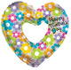 Feliz Día de la Madre Groovy Flowers Heart Globo de 36″