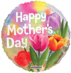Convergram Mylar & Foil Happy Mother's Day Real Tulips 18″ Holographic Balloon