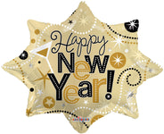Convergram Mylar & Foil Happy New Year Star Burst Shape 28″ Balloon