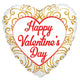 Happy Valentine's Day Heart White Gold Foil Balloon