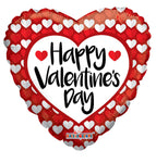 Convergram Mylar & Foil Happy Valentine's Day Red White Hearts 18″ Balloon